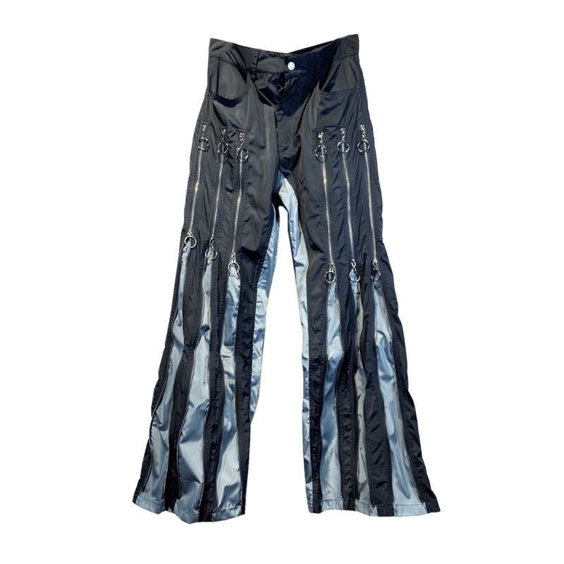 Men's Color-blocking Zipper-adjustable Wide-leg Casual Pants