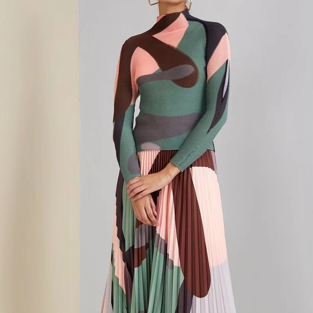Women's Loose Printed Pleated Skirt
