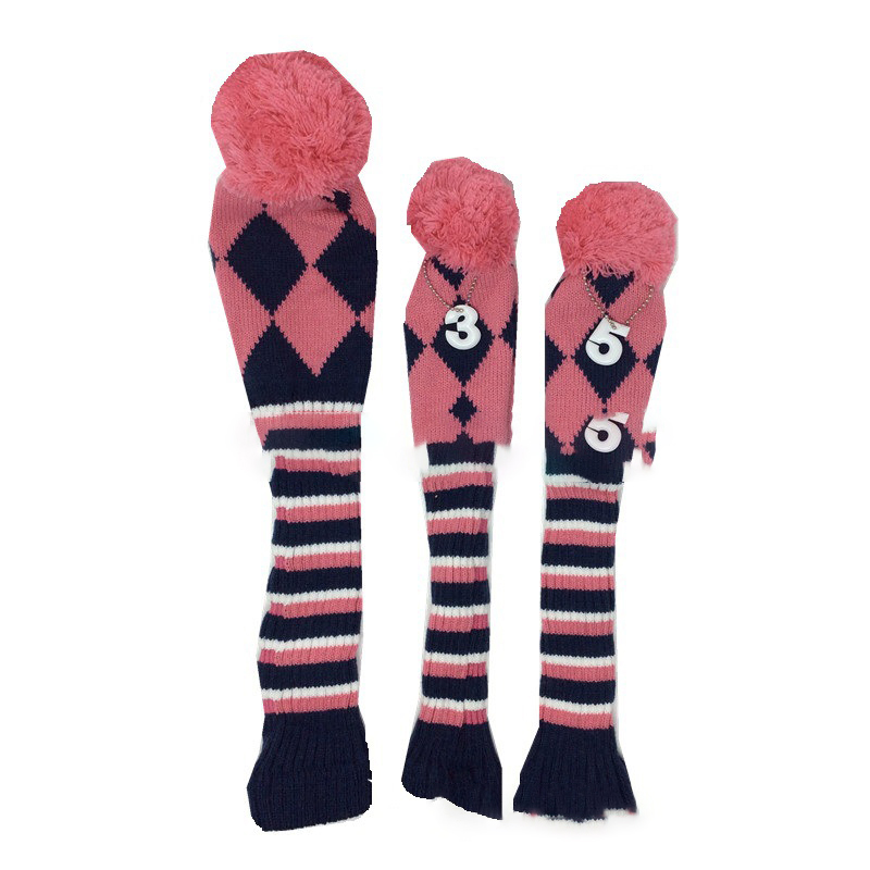 Diamond Check Knitted Wool Golf Club Cover