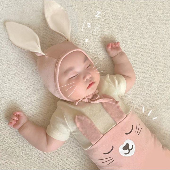 Ins Cute Bunny Color Matching Modeling Romper Baby