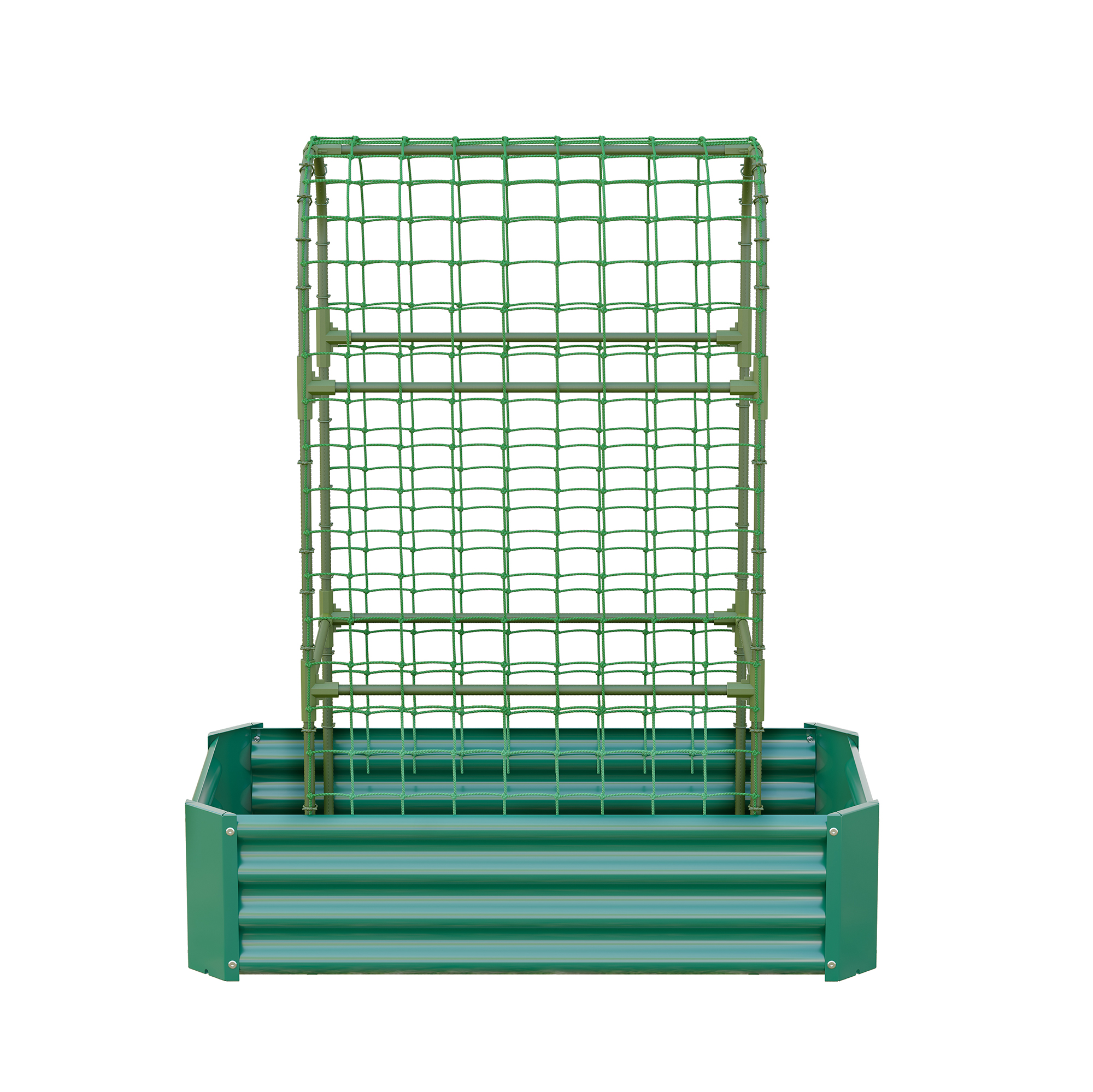 2-in-1 Raised Garden Bed with Trellis - 59" Tall Arch Planter Box for Climbing Plants, Outdoor Galvanized Metal Gardening Bed for Vegetables, Fruits, Flowers (Green, 4x2x1 Ft)