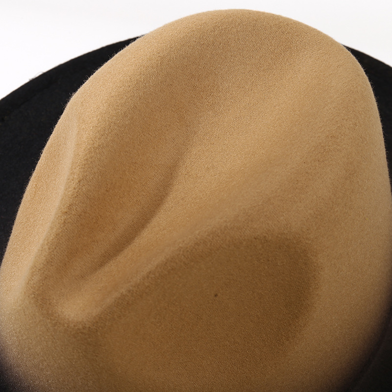 Fashion Gradient Color Fedora Hat Flat Brim Woolen Felt Hat