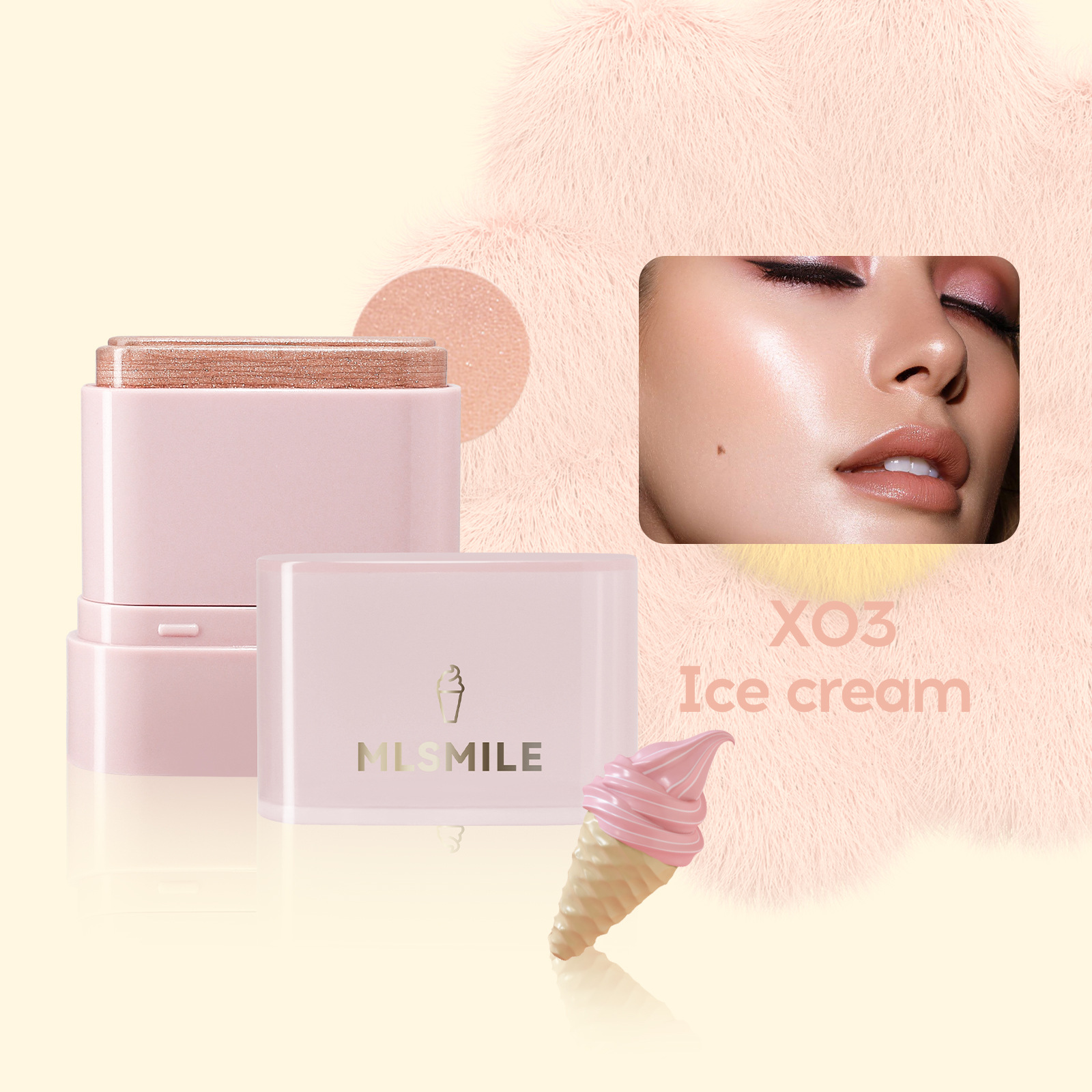 Flat Tube Fruit Blush Stick 2 In 1