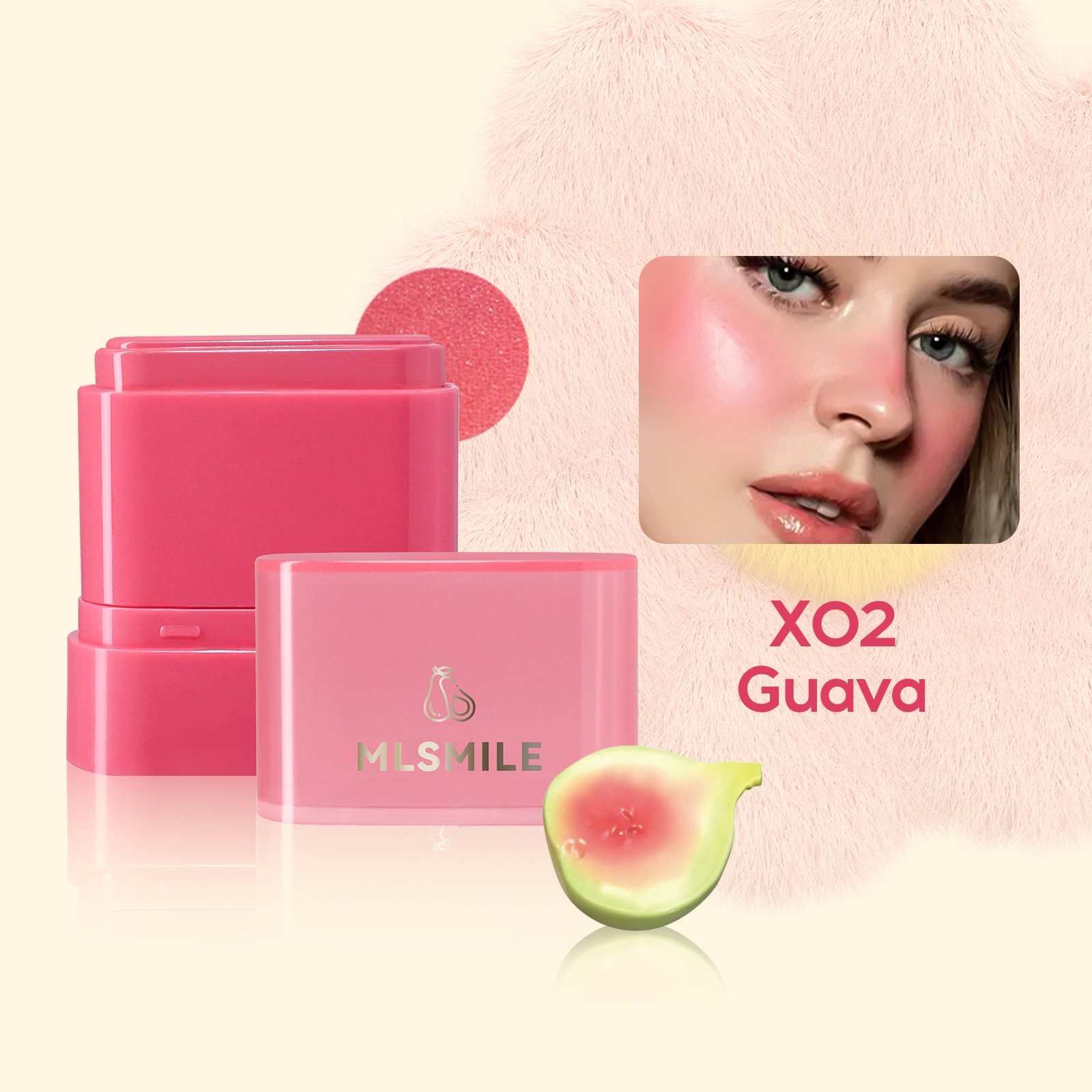 Flat Tube Fruit Blush Stick 2 In 1