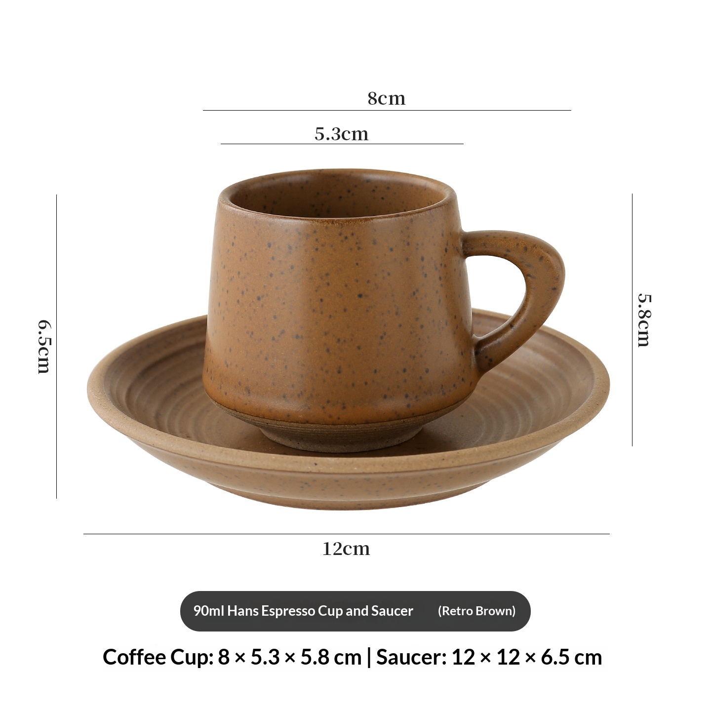 Elegant And Creative Rustic Stoneware Latte Art Retro Ceramic Cup And Saucer Set