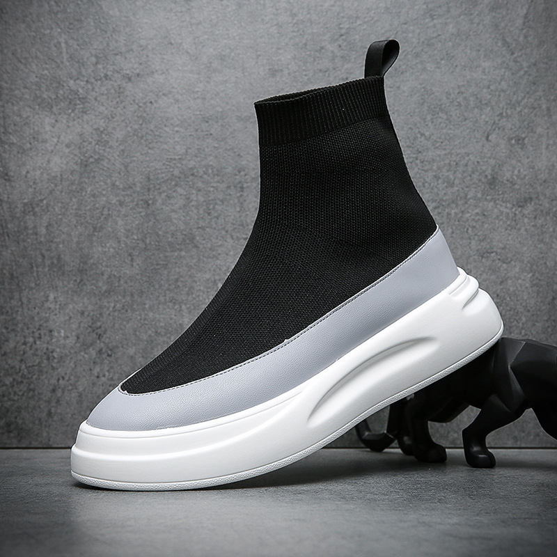 Men's Fly Woven Breathable Soft Sole High Top Socks Shoes