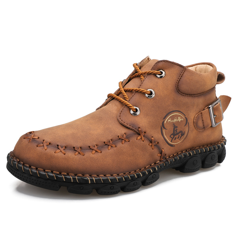 New Mid-top Men's Zipper Martin Boots Wear-resistant And Breathable