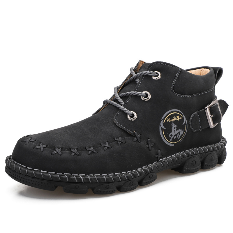 New Mid-top Men's Zipper Martin Boots Wear-resistant And Breathable