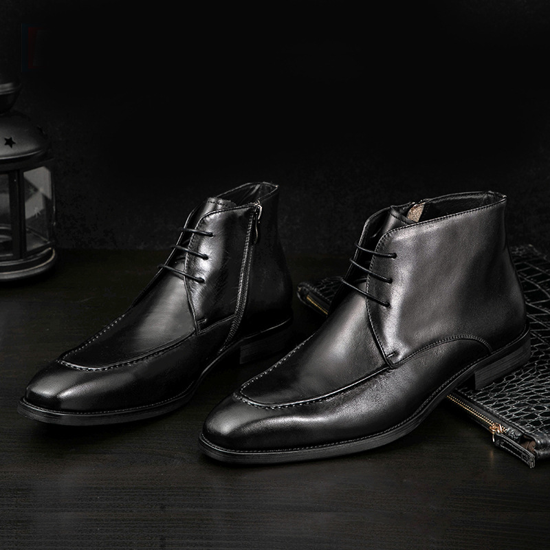 Men's High Top Leather Shoes Knight Leather Boots