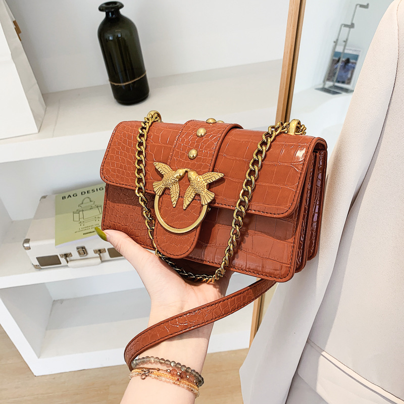 Swallow Retro Stone Pattern Shoulder Bag Fashion Women's Cross Body Bag Small Square