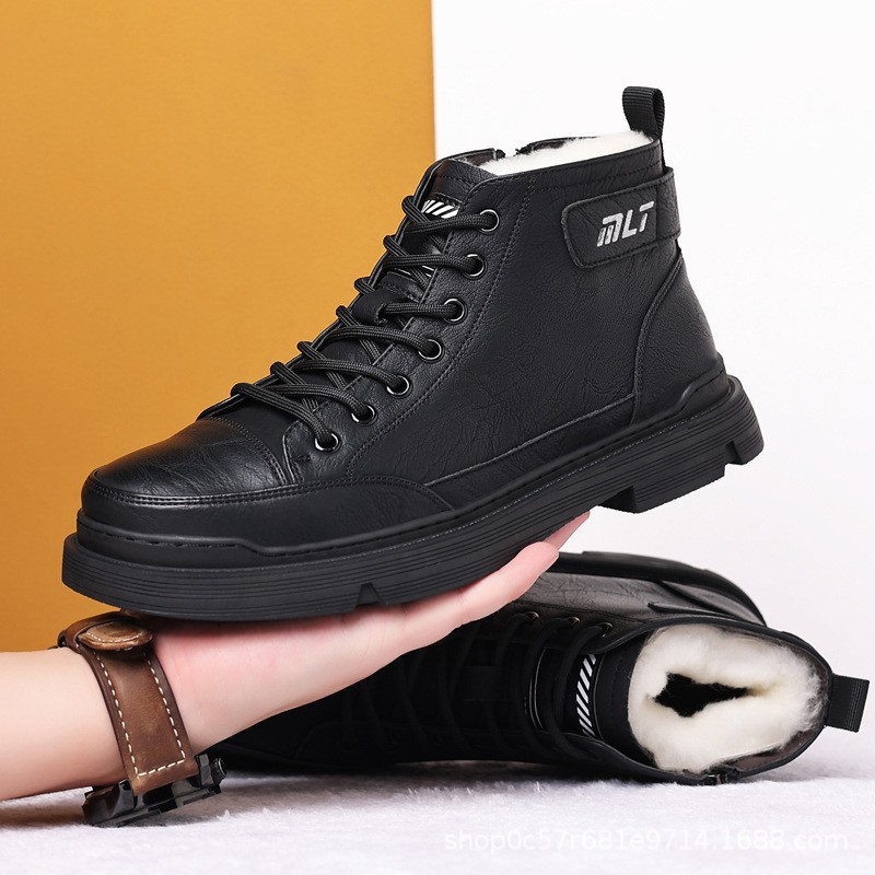 Martin Boots With Plush And Thick Insulation And Anti-slip High-top Fashionable Men's Shoes