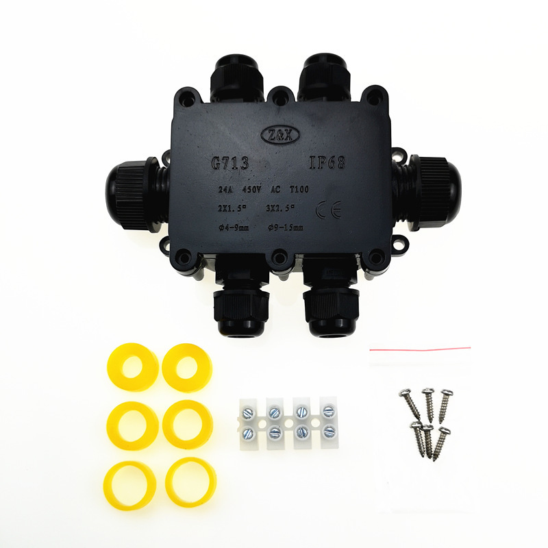 IP68 Waterproof Six-way Outdoor Cable One In Five Out Fountain Light Junction Box