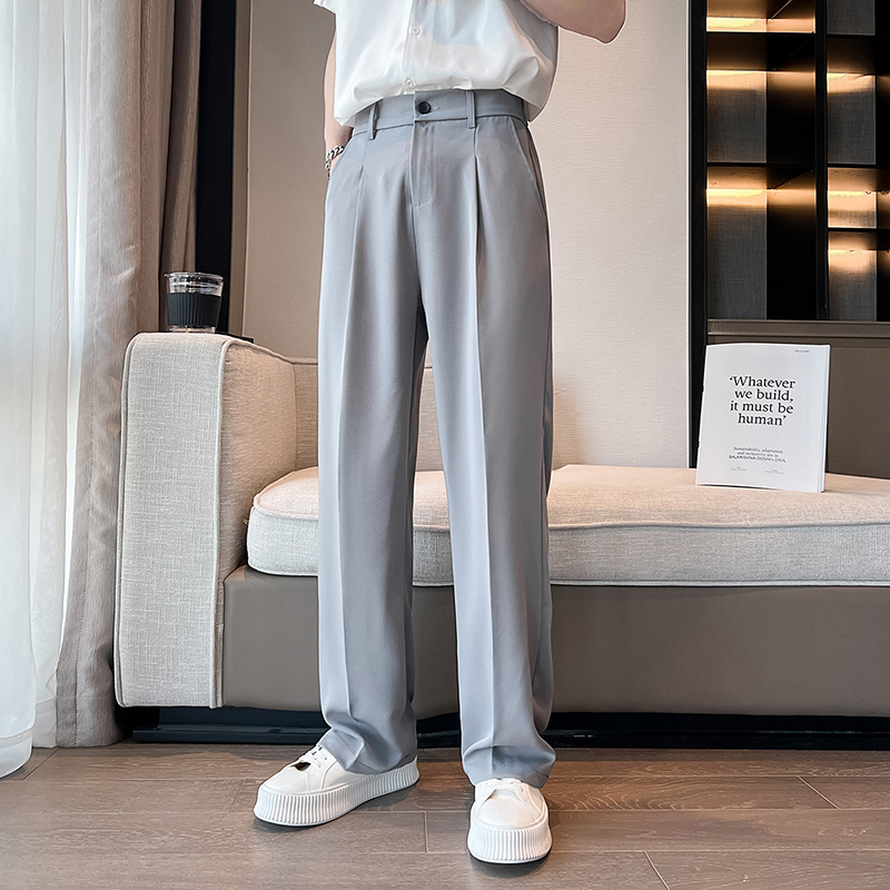 Fashion Loose Wide Leg Mop Pants Solid Straight Casual