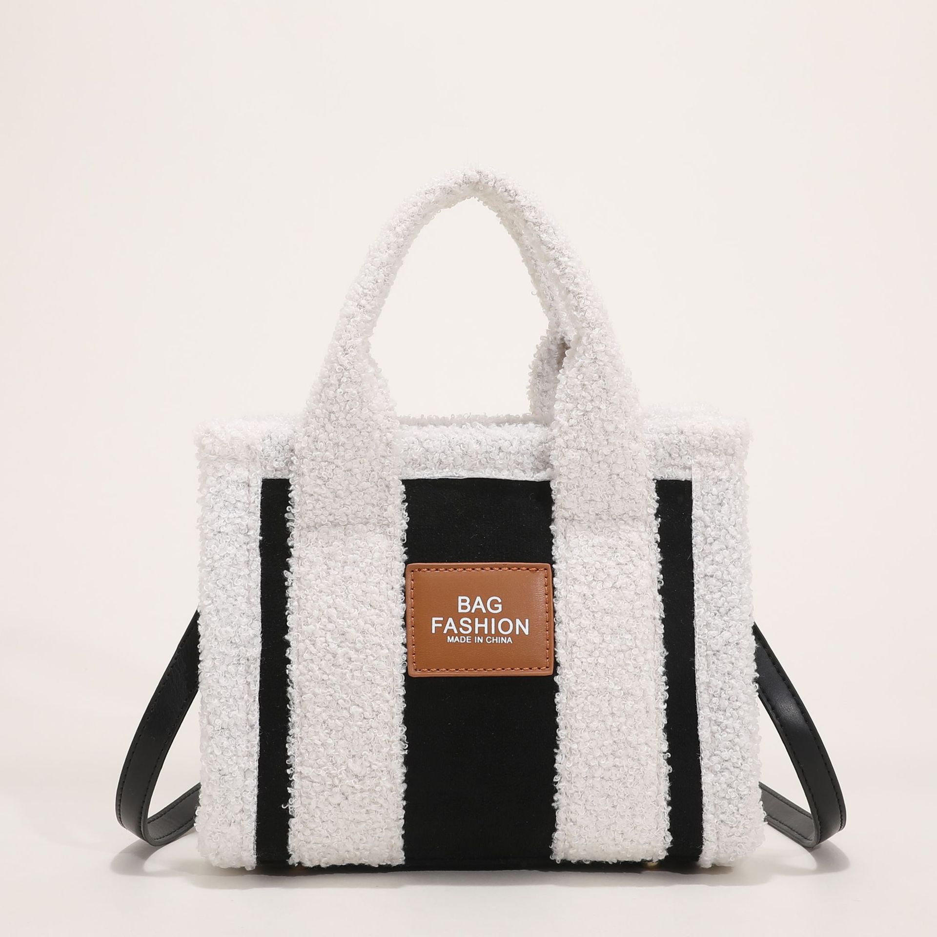 Women's Fashion Lambswool Clash Of Colors Handbag Shoulder Crossbody Bag