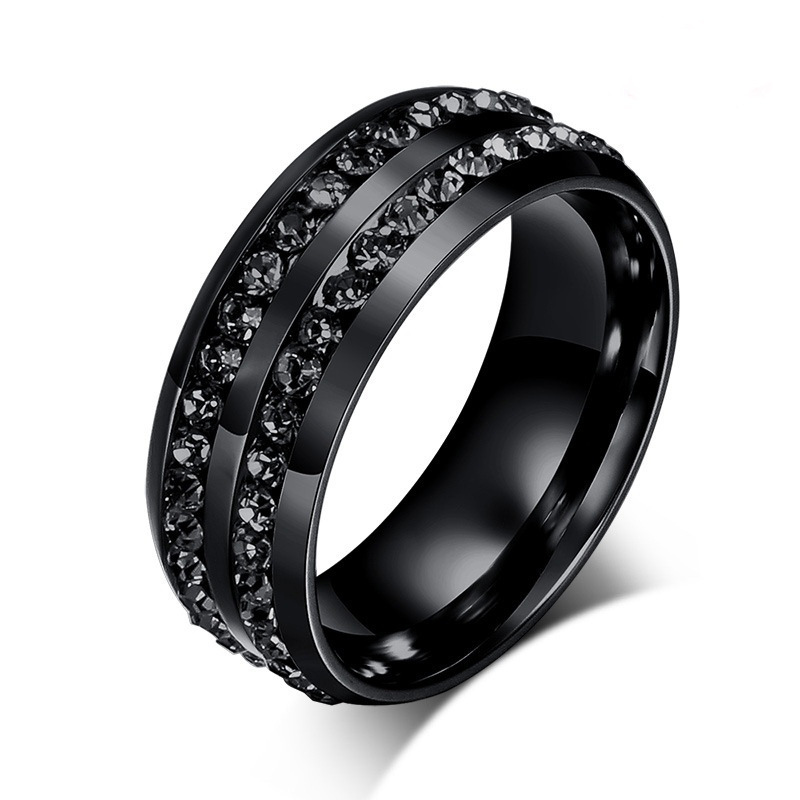 Popular Double-row Black Diamond Ring