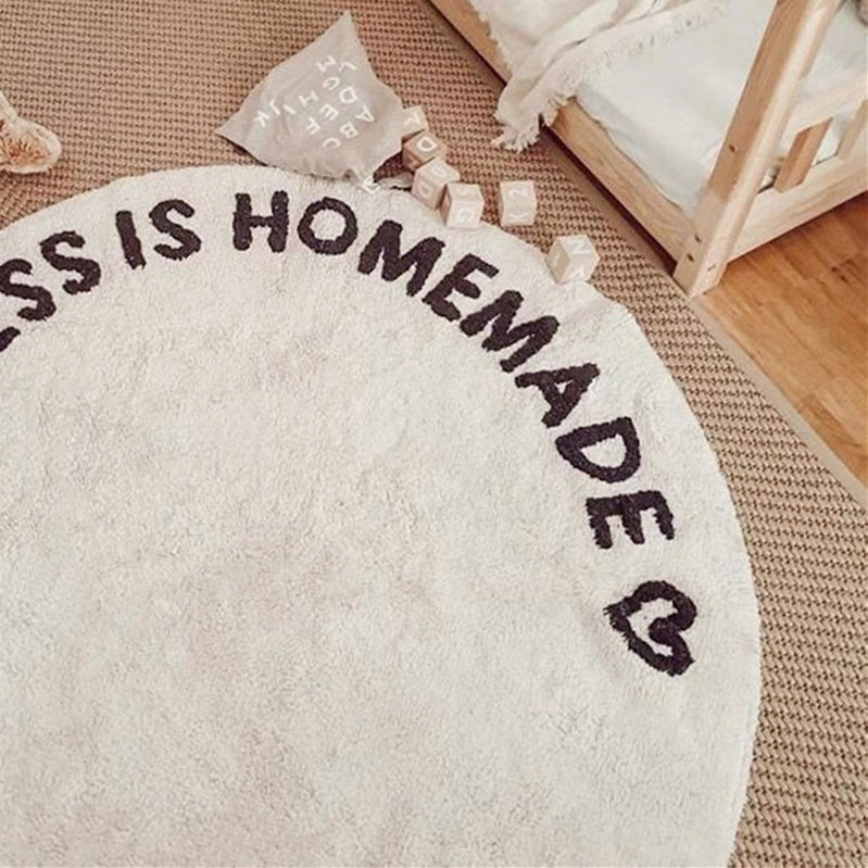 Home Bedroom Plush Crawl Letter Round Carpet