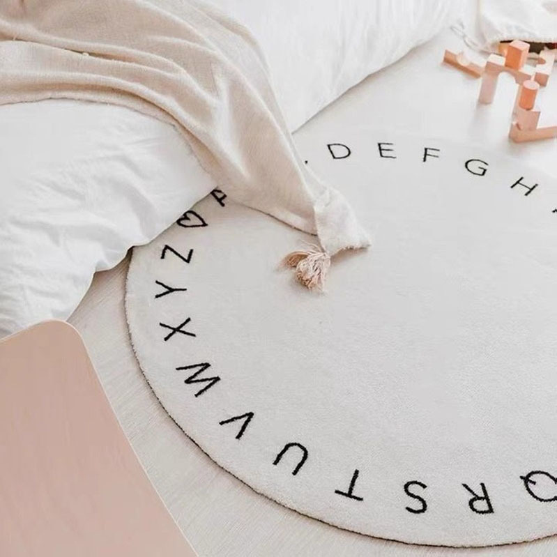 Home Bedroom Plush Crawl Letter Round Carpet