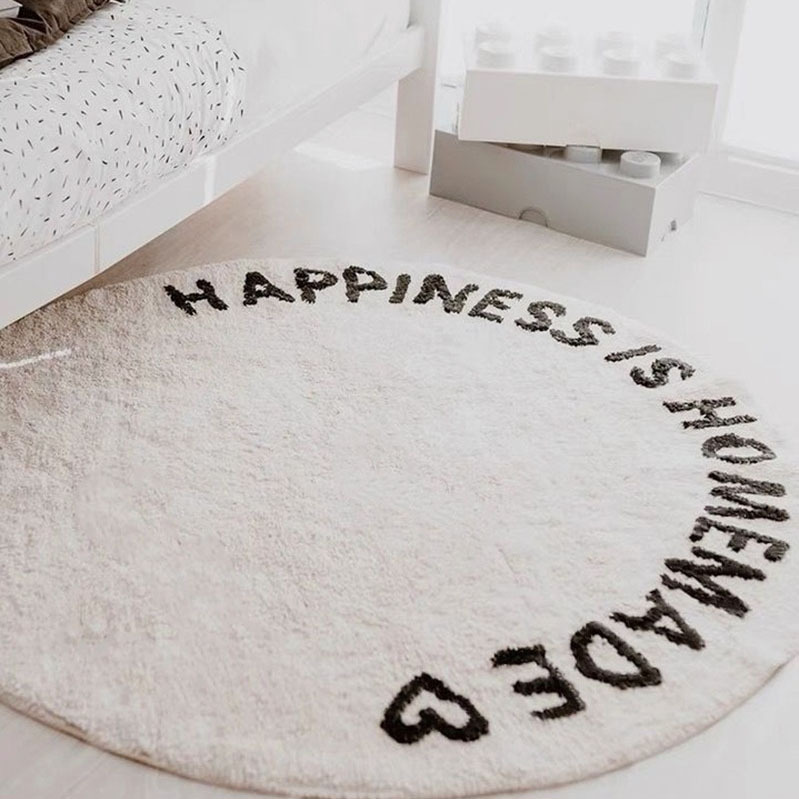 Home Bedroom Plush Crawl Letter Round Carpet