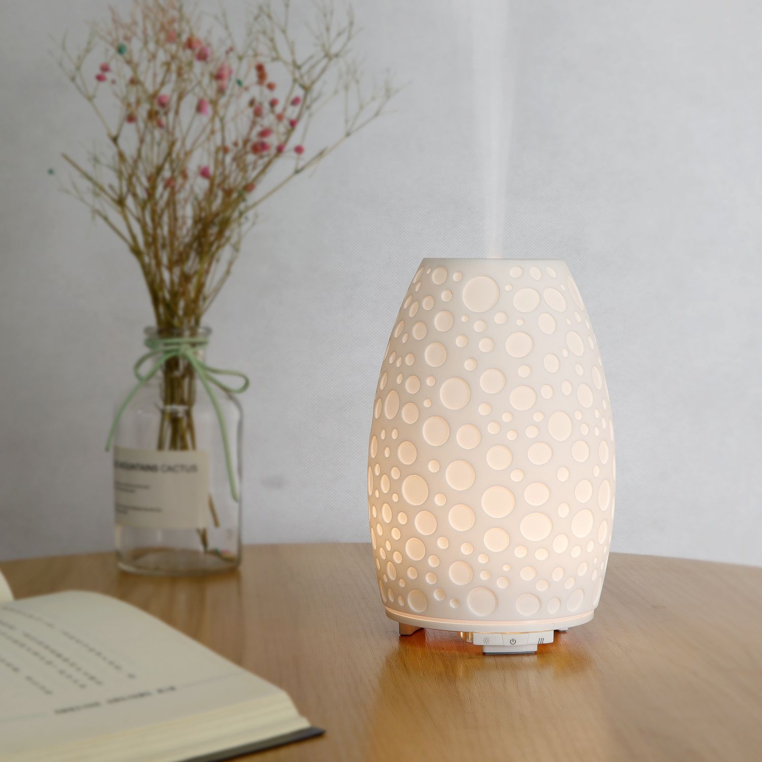 Water Drop Resin Aroma Diffuser Humidifier 130ml Humidifier Warm White Essential Oil Lamp Hollow Machine