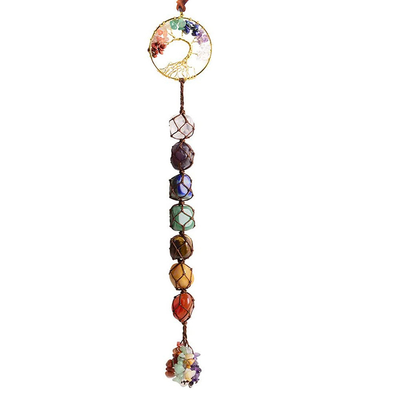 Hand-woven Pendant Of Seven-color Crystal Original Stone