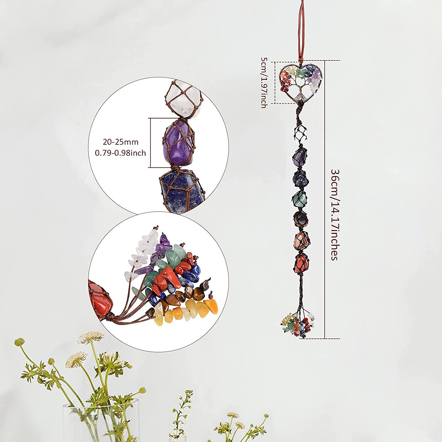 Hand-woven Pendant Of Seven-color Crystal Original Stone