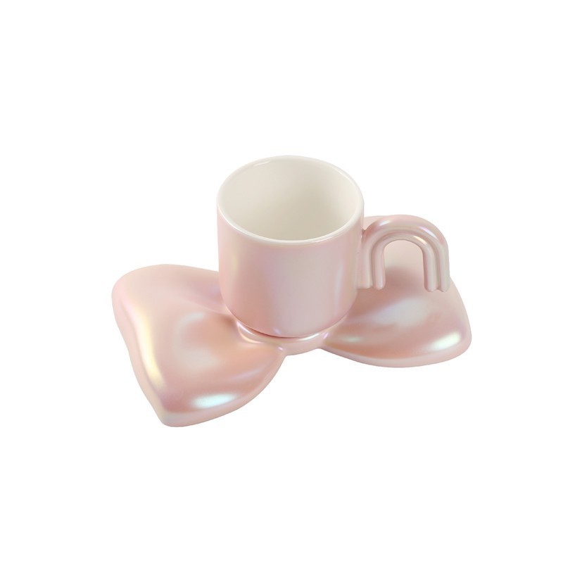 Bowknot Pearl Glaze Light Luxury Coffee Cup Set