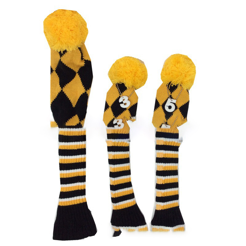 Diamond Check Knitted Wool Golf Club Cover
