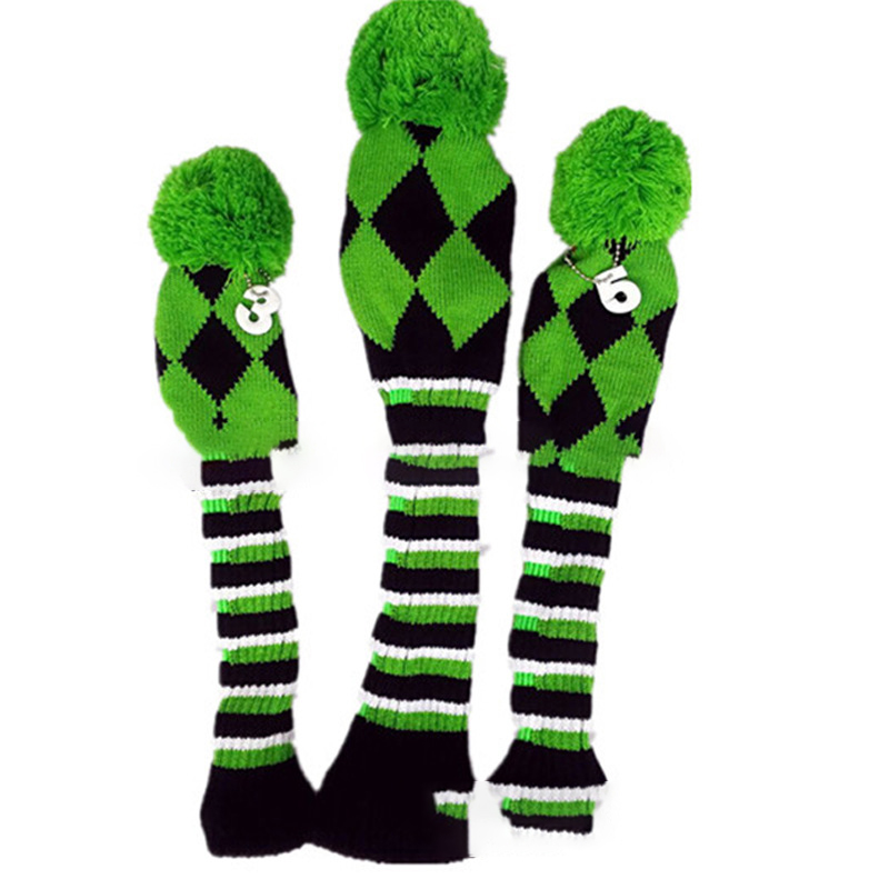 Diamond Check Knitted Wool Golf Club Cover