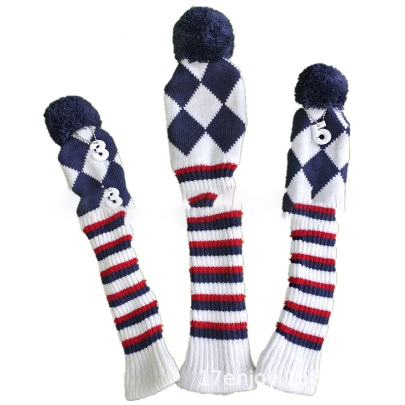 Diamond Check Knitted Wool Golf Club Cover