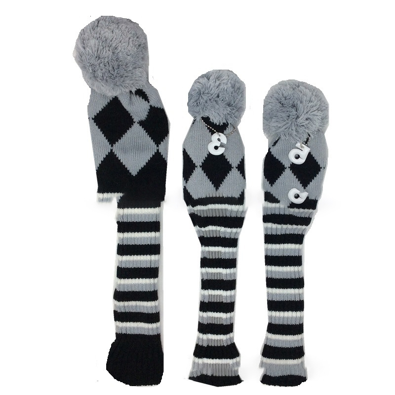 Diamond Check Knitted Wool Golf Club Cover