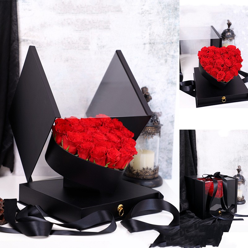Acrylic Flower Gift Box With Drawer