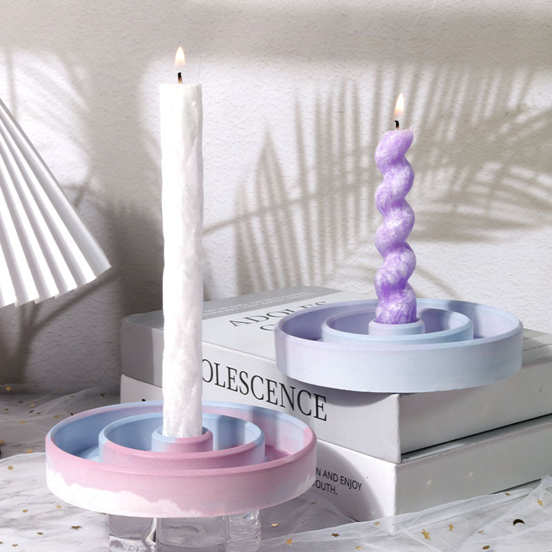 Round Aromatherapy Candle Holder Glue Cement Mold