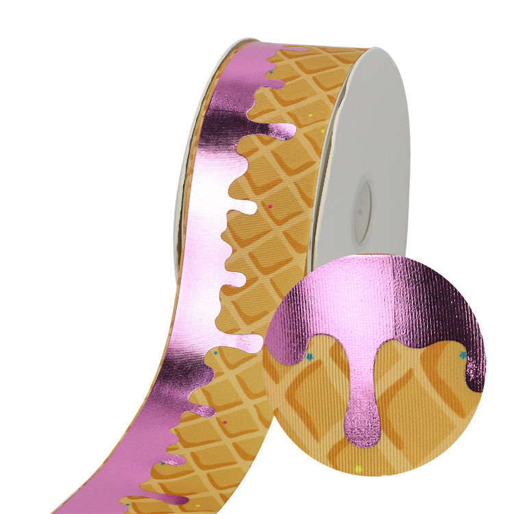 75mm Bronzing Rib Ribbon Hair Accessories Diy Material Packaging Baking Dessert Gift Box Packing Ribbon