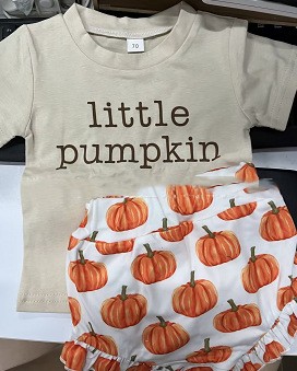 Girl's Wansheng T-shirt Pumpkin Lace Shorts