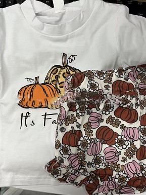 Girl's Wansheng T-shirt Pumpkin Lace Shorts