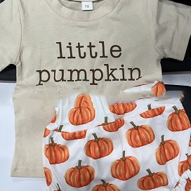Girl's Wansheng T-shirt Pumpkin Lace Shorts