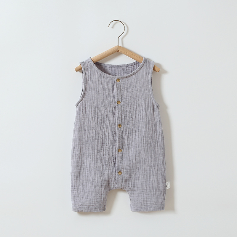 Boys And Girls Cotton Gauze Waistcoat Jumpsuit