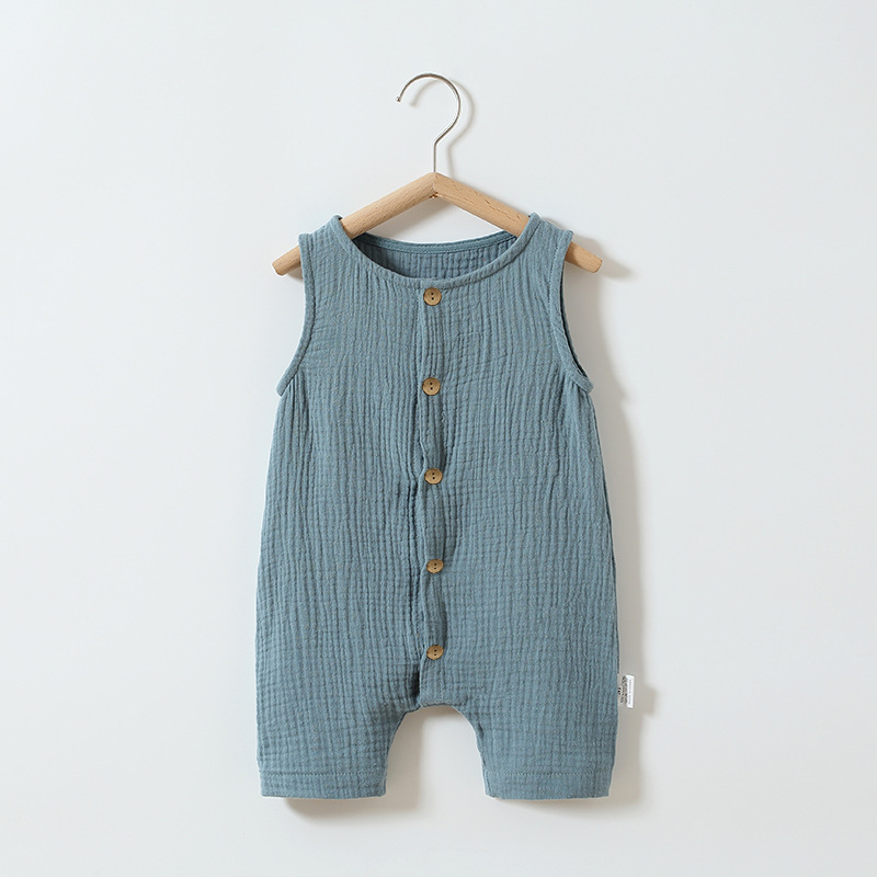 Boys And Girls Cotton Gauze Waistcoat Jumpsuit