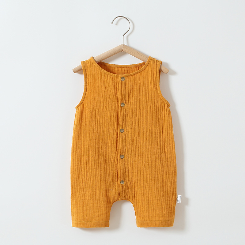 Boys And Girls Cotton Gauze Waistcoat Jumpsuit