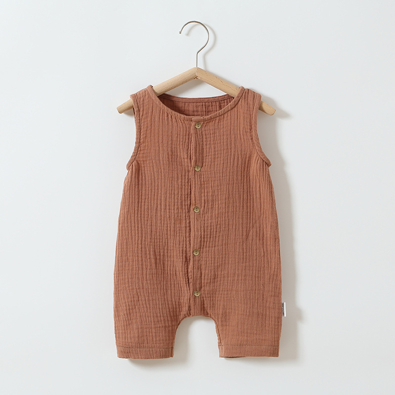Boys And Girls Cotton Gauze Waistcoat Jumpsuit