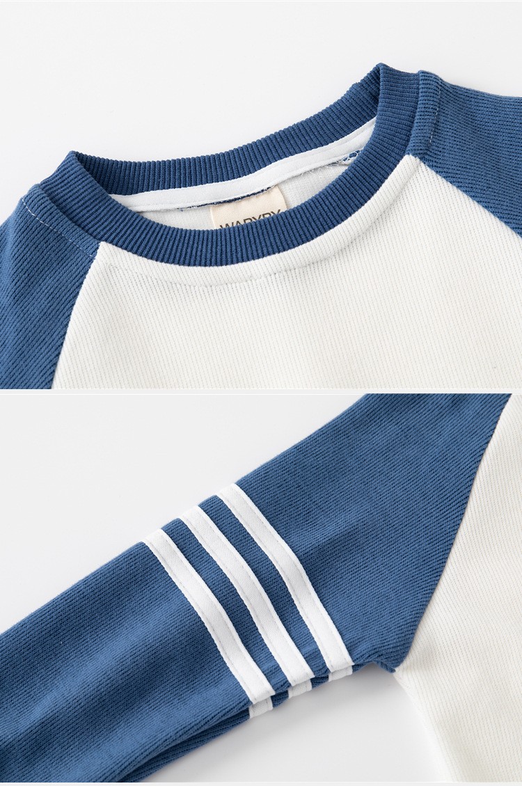Boys' Patchwork Sleeve Bars Sweater