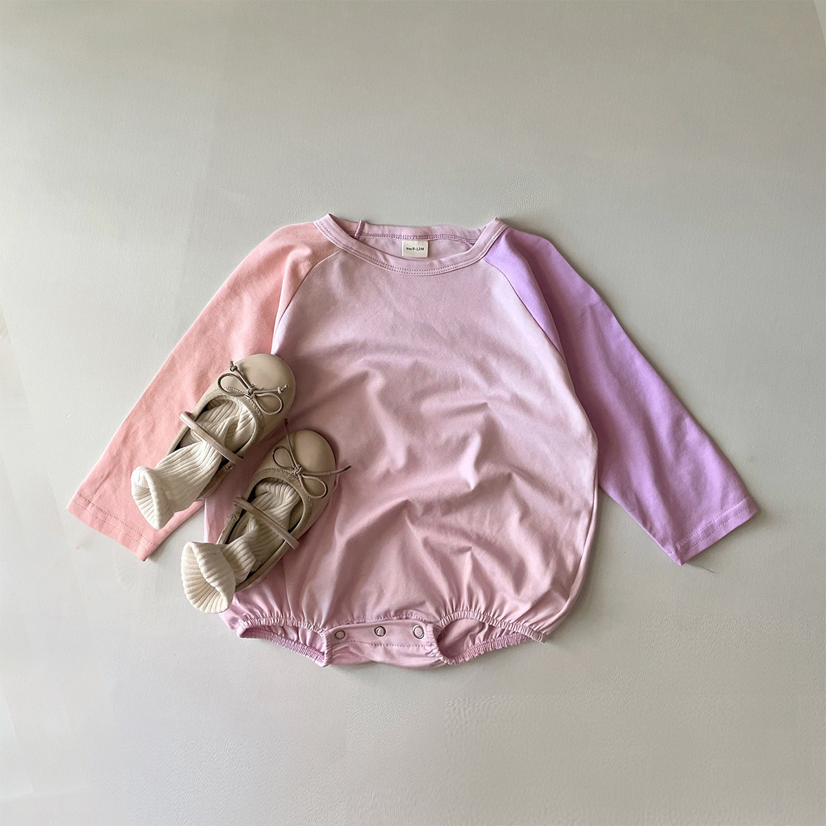 Contrast Color Long-sleeved Stitching Pullover Raglan Sleeve Jumpsuit
