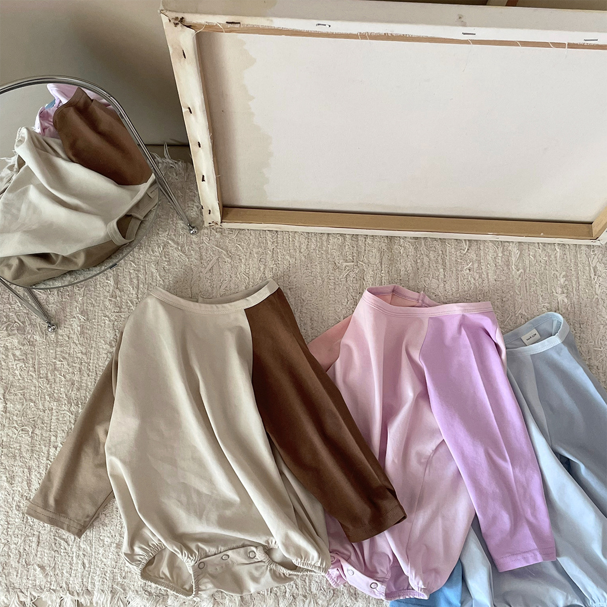 Contrast Color Long-sleeved Stitching Pullover Raglan Sleeve Jumpsuit