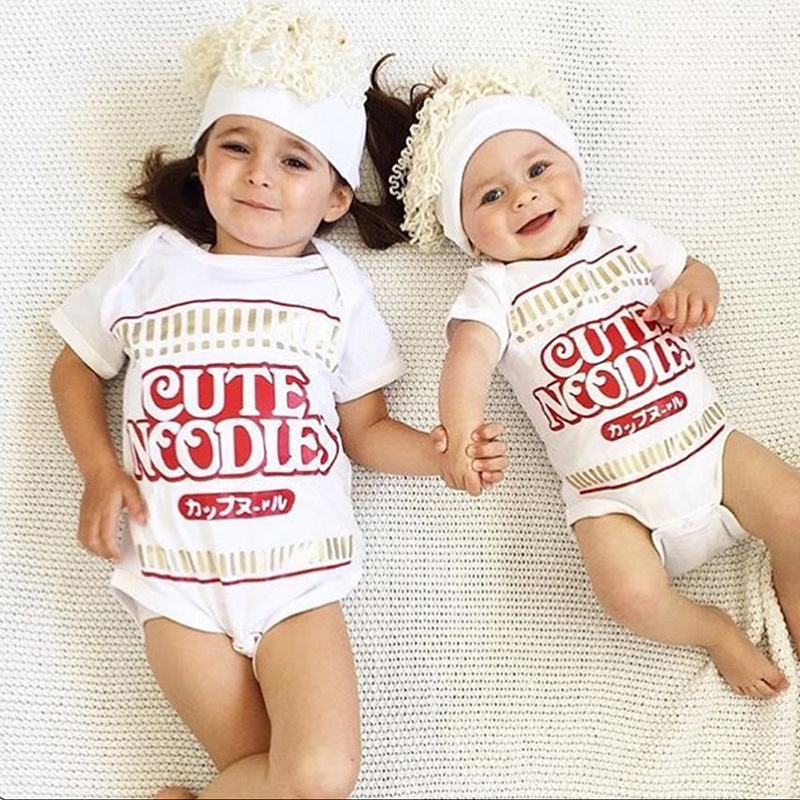 Baby Short Sleeve CUTE NOODLES Triangle Rompers