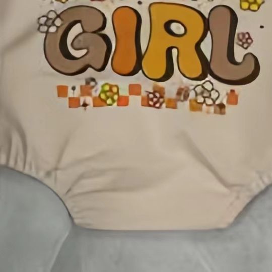Letter Printed Long Sleeve Round Neck Triangle Rompers
