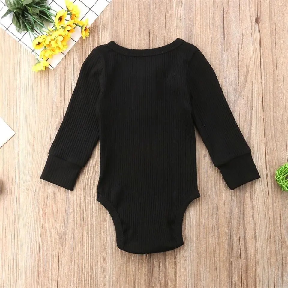 Infant Sunken Stripe Cotton Long Sleeve Triangle Rompers