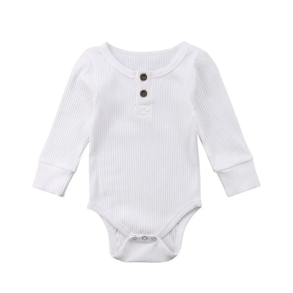 Infant Sunken Stripe Cotton Long Sleeve Triangle Rompers