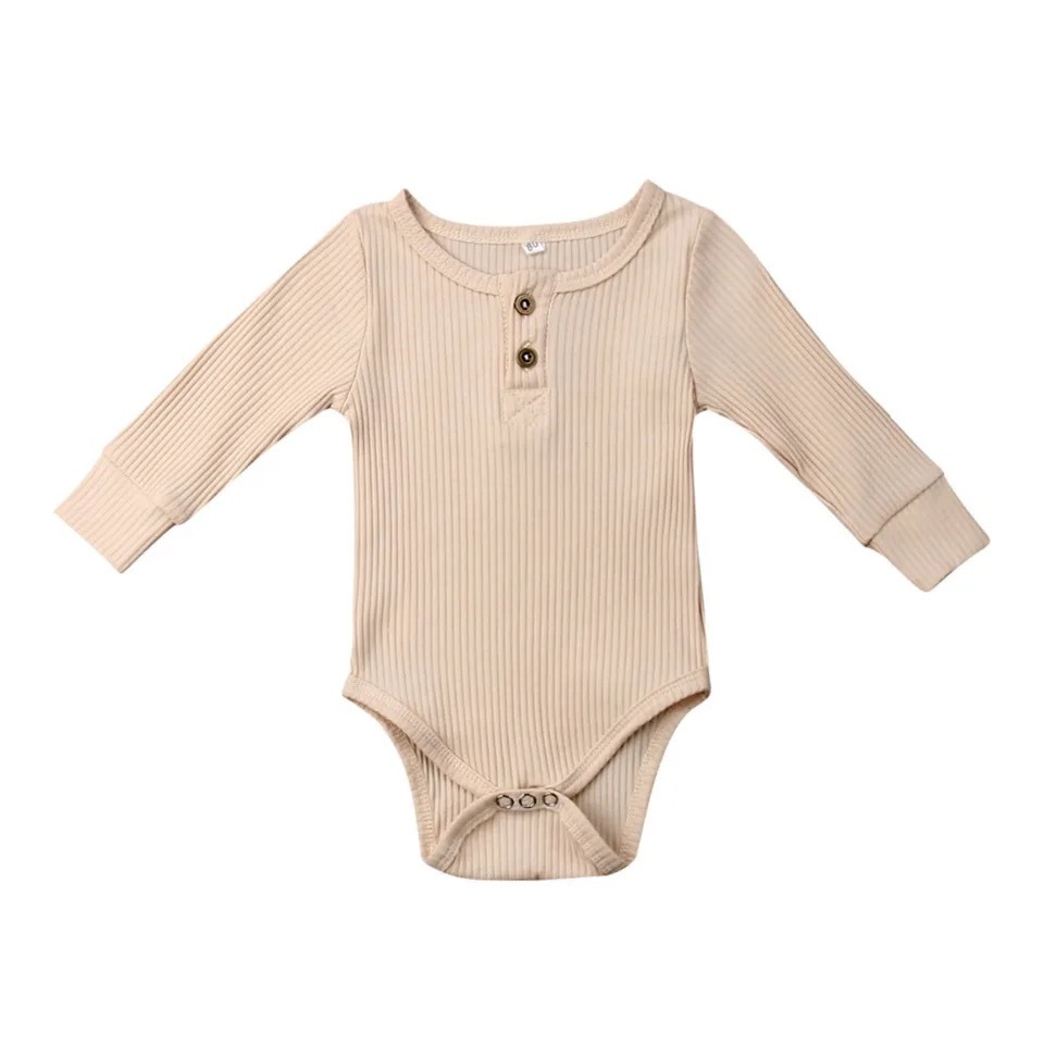Infant Sunken Stripe Cotton Long Sleeve Triangle Rompers