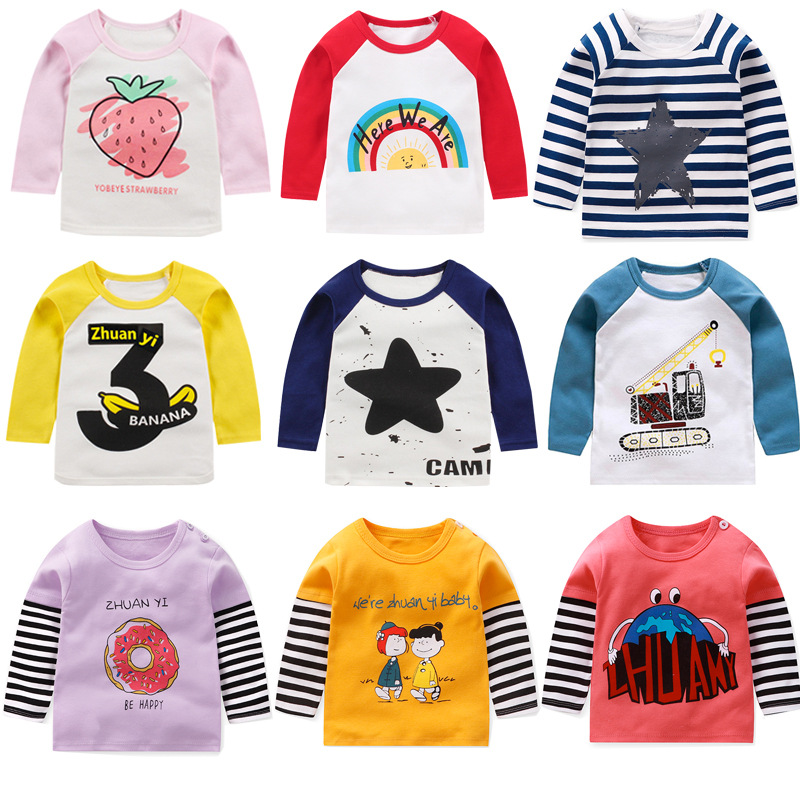 Children's Cotton Base Shirt Round Neck Raglan Sleeves Top