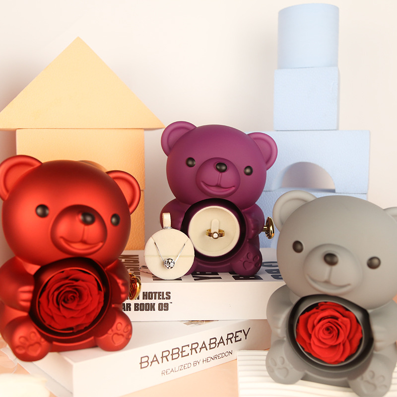 Rotating Eternal Flower Ring Necklace Packaging Box